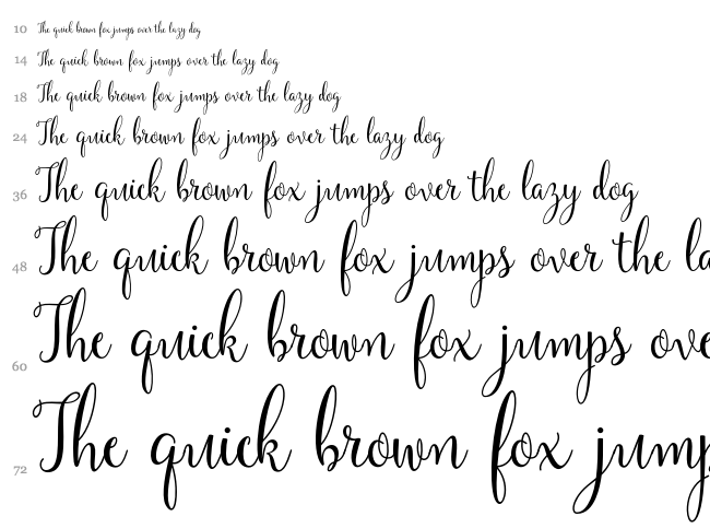 Yulinda Script font waterfall
